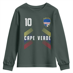 Cabo Verde Football Crest Pride Jersey Style Youth Sweatshirt Cape Verde Soccer Fan Number 10 Athletic