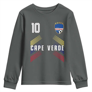 Cabo Verde Football Crest Pride Jersey Style Youth Sweatshirt Cape Verde Soccer Fan Number 10 Athletic