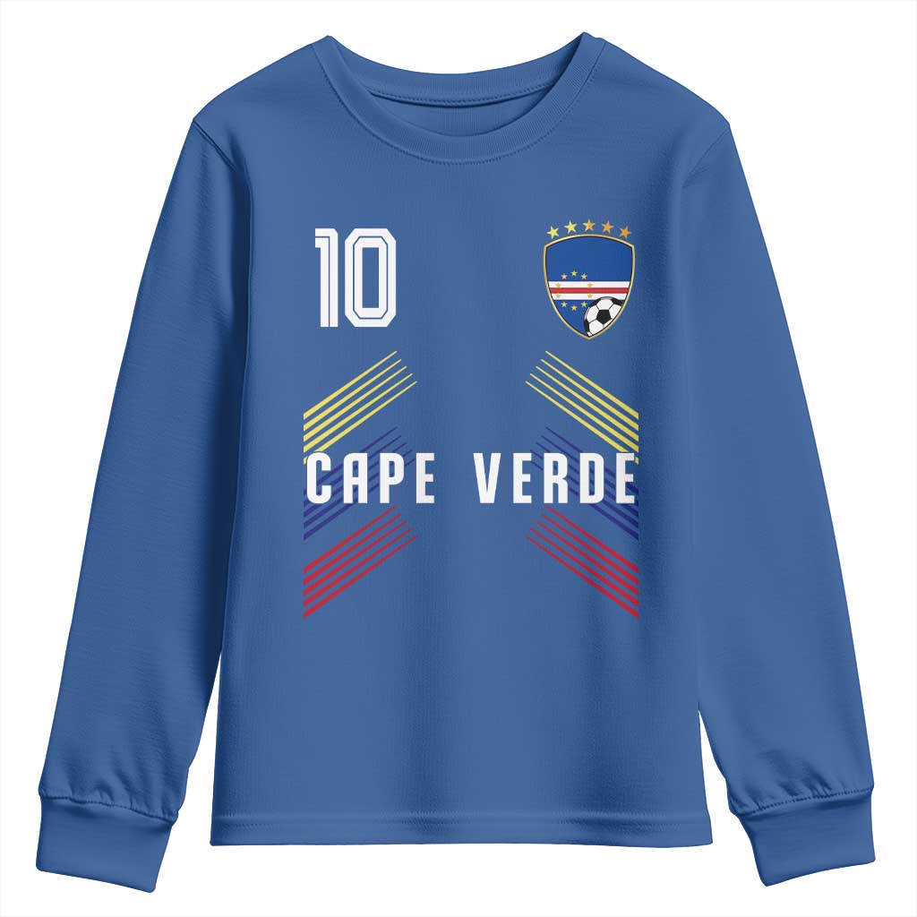 Cabo Verde Football Crest Pride Jersey Style Youth Sweatshirt Cape Verde Soccer Fan Number 10 Athletic