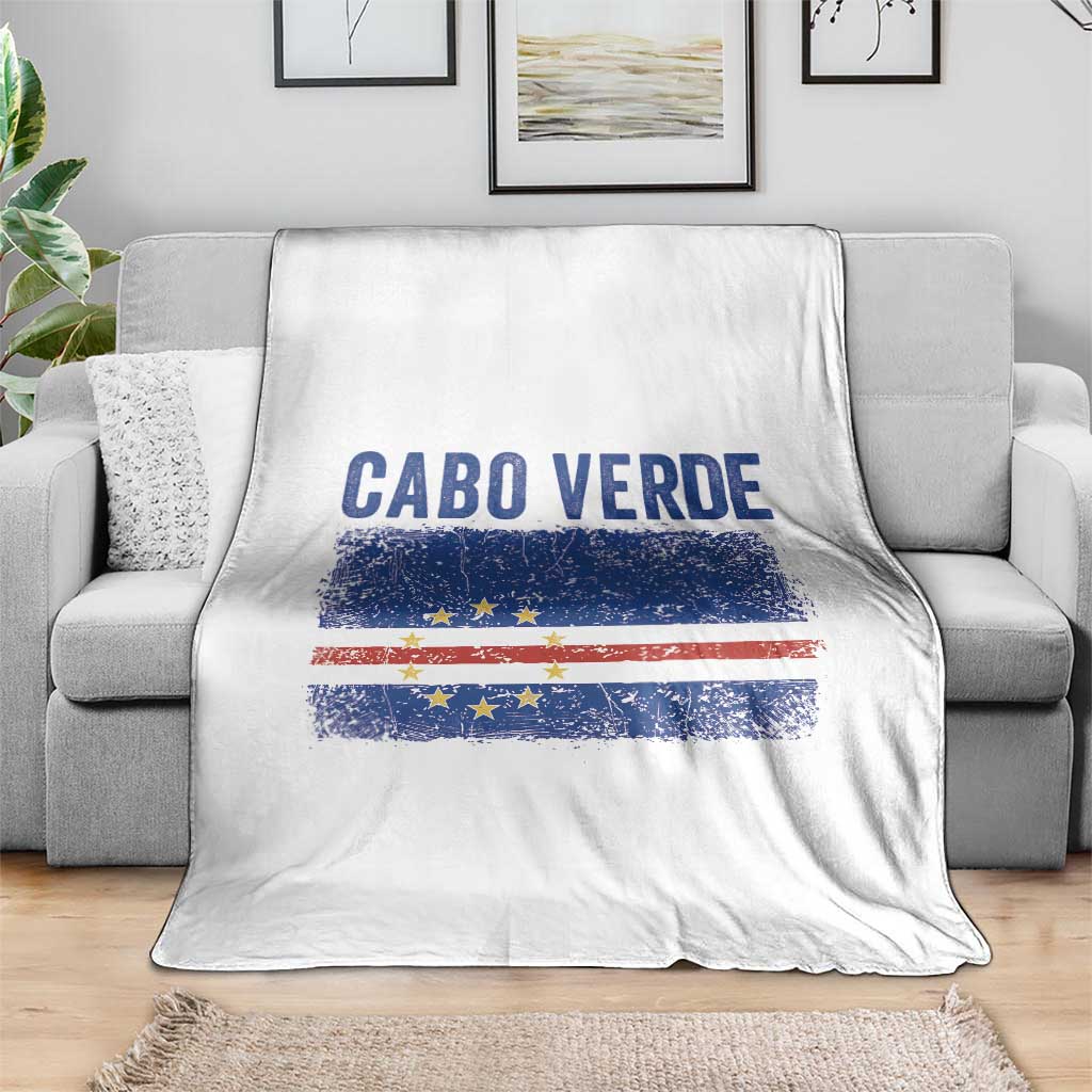 Cabo Verde Distressed Flag National Pride Throw Blanket Cape Verde Heritage Pride Retro Grunge Graphic TS02 Print Your Wear