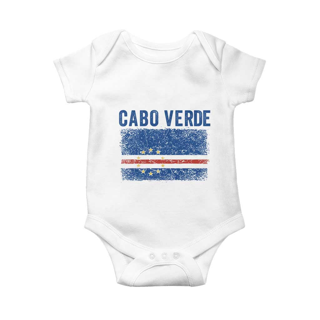 Cabo Verde Distressed Flag National Pride Baby Onesie Cape Verde Heritage Pride Retro Grunge Graphic TS02 White Print Your Wear
