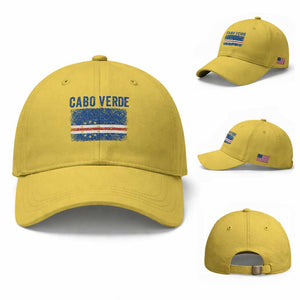 Cabo Verde Distressed Flag National Pride Baseball Cap Cape Verde Heritage Pride Retro Grunge Graphic