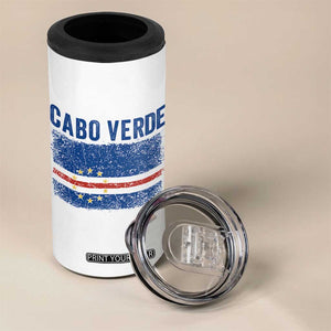 Cabo Verde Distressed Flag National Pride 4 in 1 Can Cooler Tumbler Cape Verde Heritage Pride Retro Grunge Graphic TS02 Print Your Wear