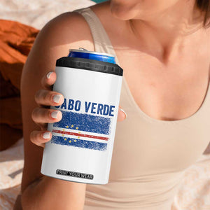 Cabo Verde Distressed Flag National Pride 4 in 1 Can Cooler Tumbler Cape Verde Heritage Pride Retro Grunge Graphic TS02 Print Your Wear