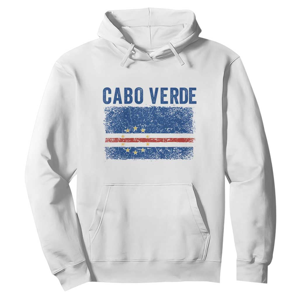Cabo Verde Distressed Flag National Pride Hoodie Cape Verde Heritage Pride Retro Grunge Graphic TS02 White Print Your Wear