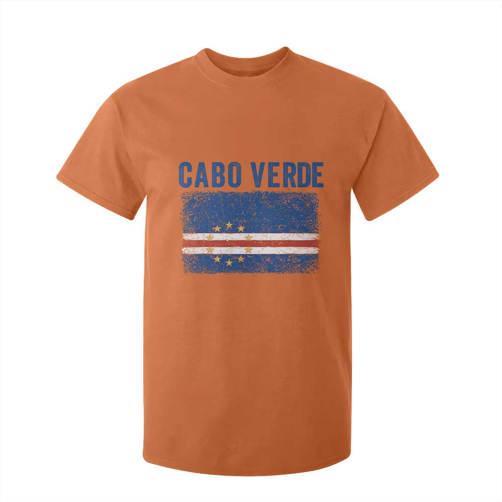 Cabo Verde Distressed Flag National Pride T Shirt For Kid Cape Verde Heritage Pride Retro Grunge Graphic