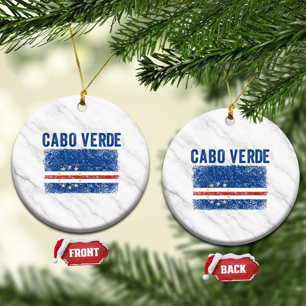 Cabo Verde Distressed Flag National Pride Ceramic Ornament Cape Verde Heritage Pride Retro Grunge Graphic TS02 1pc White Marble Print Your Wear