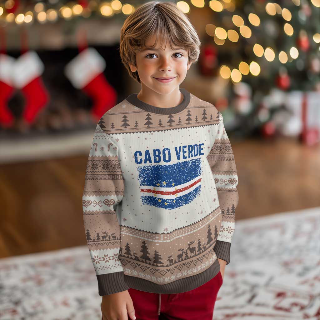Cabo Verde Distressed Flag National Pride Ugly Christmas Sweater Cape Verde Heritage Pride Retro Grunge Graphic