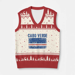 Cabo Verde Distressed Flag National Pride V-Neck Knit Sweater Vest Cape Verde Heritage Pride Retro Grunge Graphic