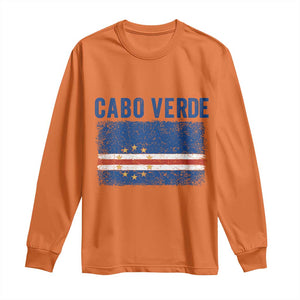 Cabo Verde Distressed Flag National Pride Long Sleeve Shirt Cape Verde Heritage Pride Retro Grunge Graphic