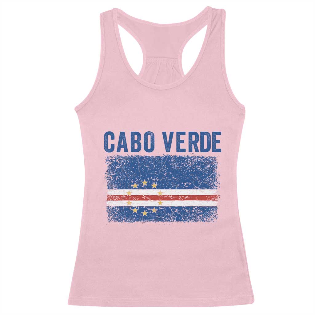 Cabo Verde Distressed Flag National Pride Racerback Tank Top Cape Verde Heritage Pride Retro Grunge Graphic