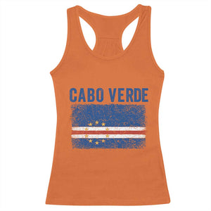 Cabo Verde Distressed Flag National Pride Racerback Tank Top Cape Verde Heritage Pride Retro Grunge Graphic