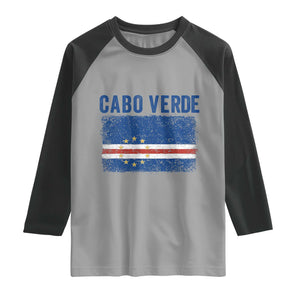 Cabo Verde Distressed Flag National Pride Raglan Shirt Cape Verde Heritage Pride Retro Grunge Graphic