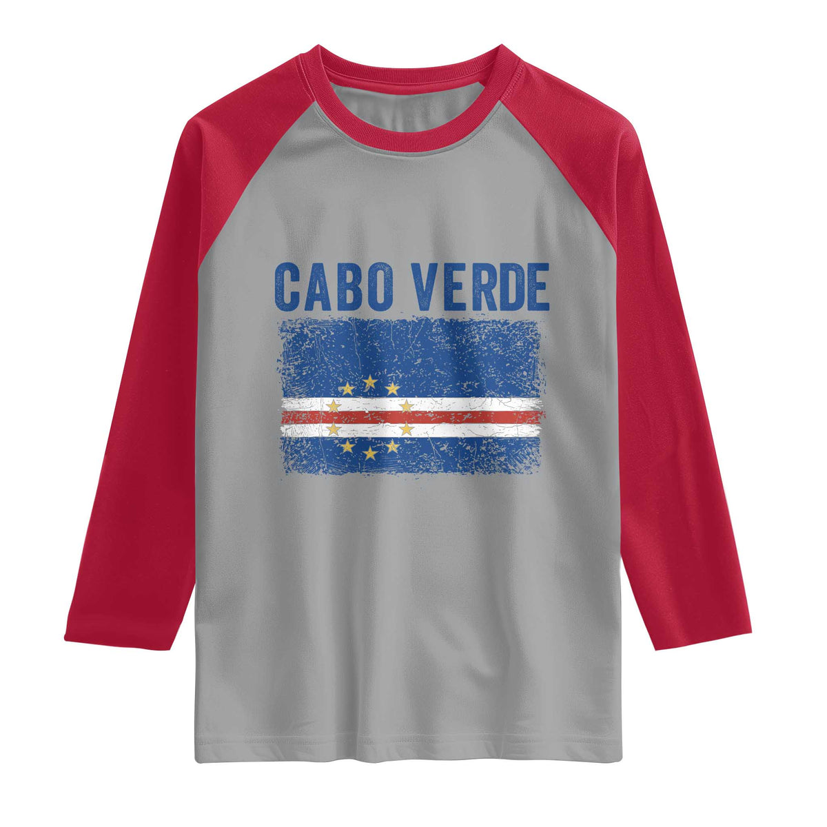 Cabo Verde Distressed Flag National Pride Raglan Shirt Cape Verde Heritage Pride Retro Grunge Graphic