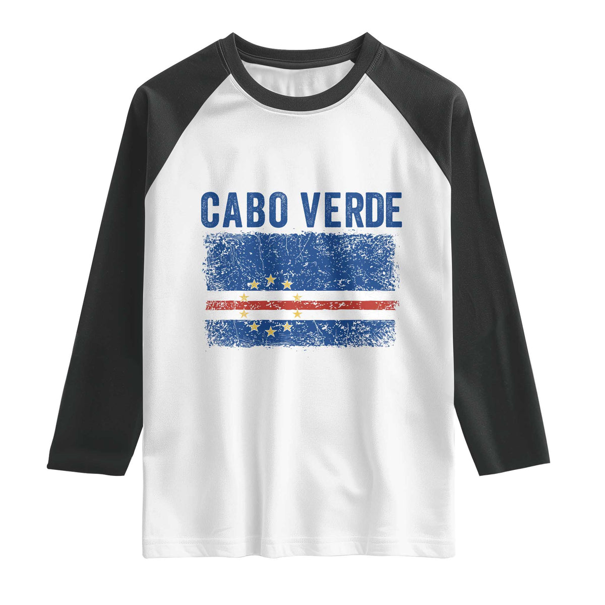 Cabo Verde Distressed Flag National Pride Raglan Shirt Cape Verde Heritage Pride Retro Grunge Graphic
