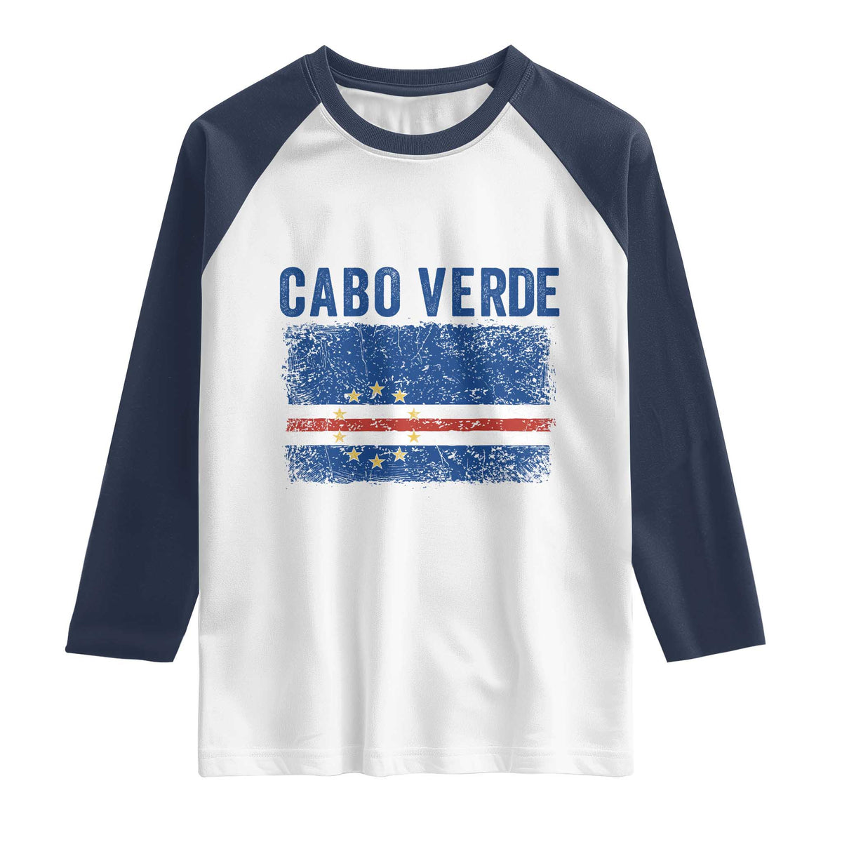 Cabo Verde Distressed Flag National Pride Raglan Shirt Cape Verde Heritage Pride Retro Grunge Graphic