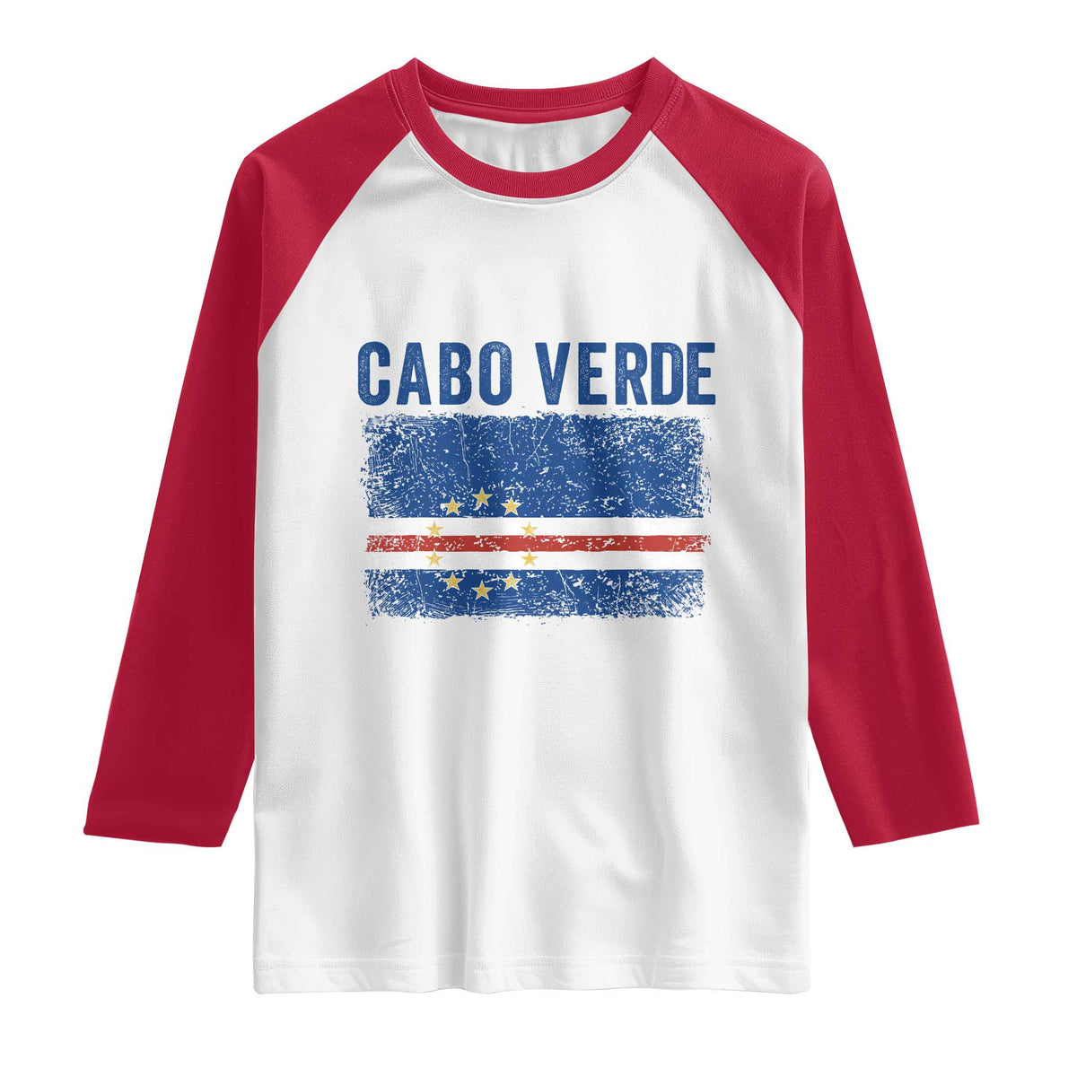 Cabo Verde Distressed Flag National Pride Raglan Shirt Cape Verde Heritage Pride Retro Grunge Graphic