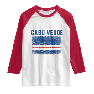 Cabo Verde Distressed Flag National Pride Raglan Shirt Cape Verde Heritage Pride Retro Grunge Graphic