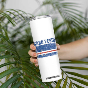 Cabo Verde Distressed Flag National Pride Skinny Tumbler Cape Verde Heritage Pride Retro Grunge Graphic TS02 Print Your Wear