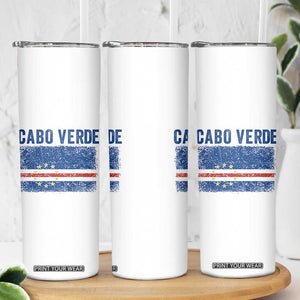 Cabo Verde Distressed Flag National Pride Skinny Tumbler Cape Verde Heritage Pride Retro Grunge Graphic TS02 Print Your Wear