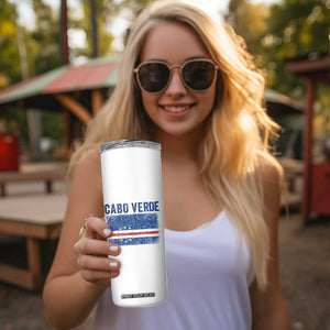 Cabo Verde Distressed Flag National Pride Skinny Tumbler Cape Verde Heritage Pride Retro Grunge Graphic TS02 Print Your Wear