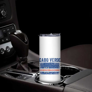 Cabo Verde Distressed Flag National Pride Skinny Tumbler Cape Verde Heritage Pride Retro Grunge Graphic TS02 Print Your Wear