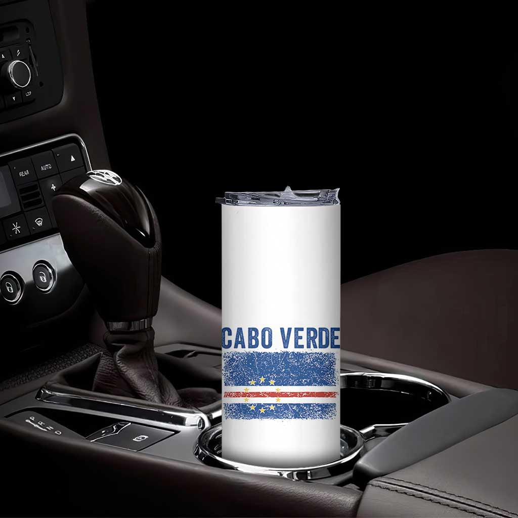 Cabo Verde Distressed Flag National Pride Skinny Tumbler Cape Verde Heritage Pride Retro Grunge Graphic TS02 Print Your Wear