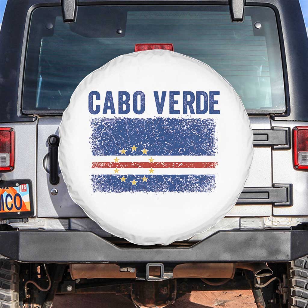 Cabo Verde Distressed Flag National Pride Spare Tire Cover Cape Verde Heritage Pride Retro Grunge Graphic TS02 No hole White Print Your Wear
