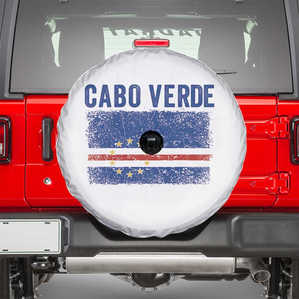 Cabo Verde Distressed Flag National Pride Spare Tire Cover Cape Verde Heritage Pride Retro Grunge Graphic TS02 White Print Your Wear