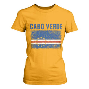 Cabo Verde Distressed Flag National Pride T Shirt For Women Cape Verde Heritage Pride Retro Grunge Graphic