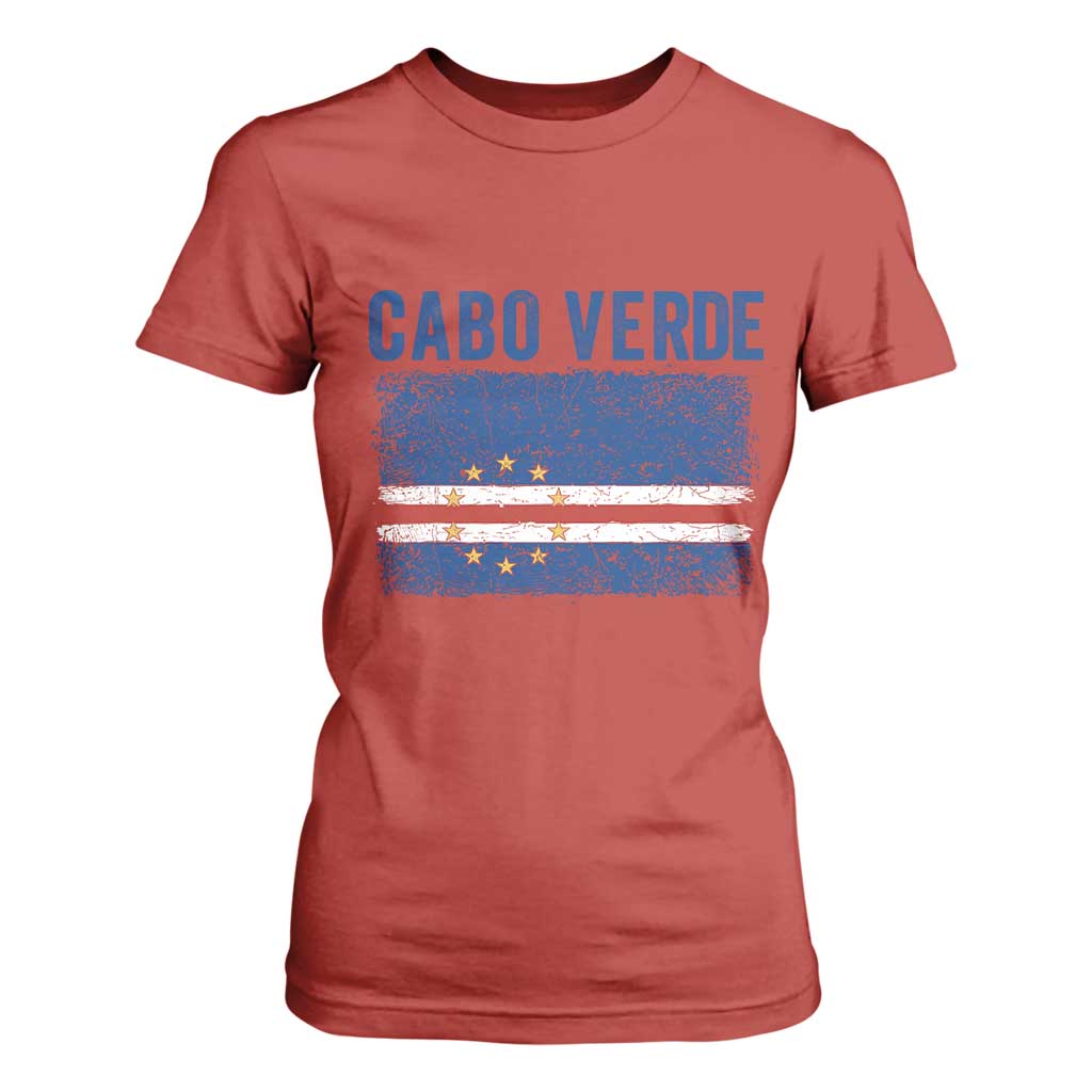 Cabo Verde Distressed Flag National Pride T Shirt For Women Cape Verde Heritage Pride Retro Grunge Graphic