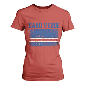 Cabo Verde Distressed Flag National Pride T Shirt For Women Cape Verde Heritage Pride Retro Grunge Graphic