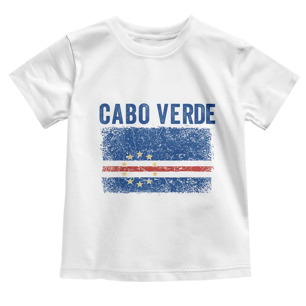 Cabo Verde Distressed Flag National Pride Toddler T Shirt Cape Verde Heritage Pride Retro Grunge Graphic TS02 White Print Your Wear