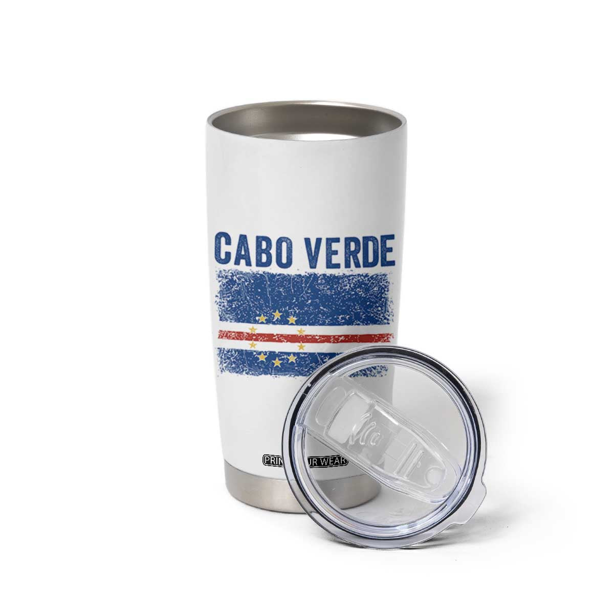 Cabo Verde Distressed Flag National Pride Tumbler Cup Cape Verde Heritage Pride Retro Grunge Graphic TS02 Print Your Wear