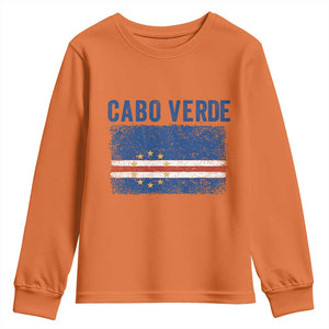 Cabo Verde Distressed Flag National Pride Youth Sweatshirt Cape Verde Heritage Pride Retro Grunge Graphic