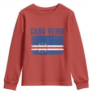 Cabo Verde Distressed Flag National Pride Youth Sweatshirt Cape Verde Heritage Pride Retro Grunge Graphic