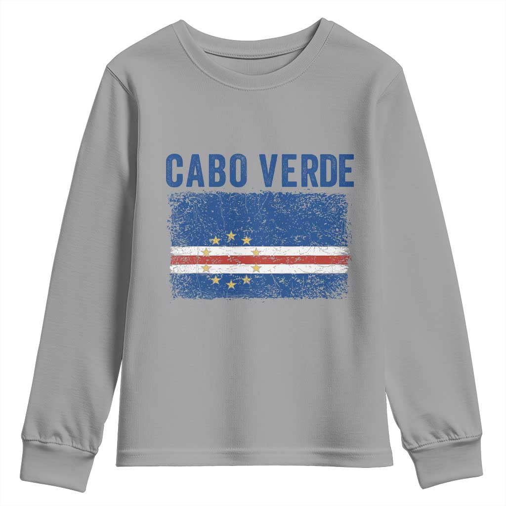Cabo Verde Distressed Flag National Pride Youth Sweatshirt Cape Verde Heritage Pride Retro Grunge Graphic