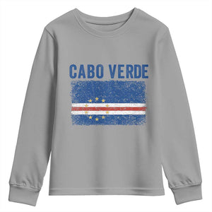 Cabo Verde Distressed Flag National Pride Youth Sweatshirt Cape Verde Heritage Pride Retro Grunge Graphic