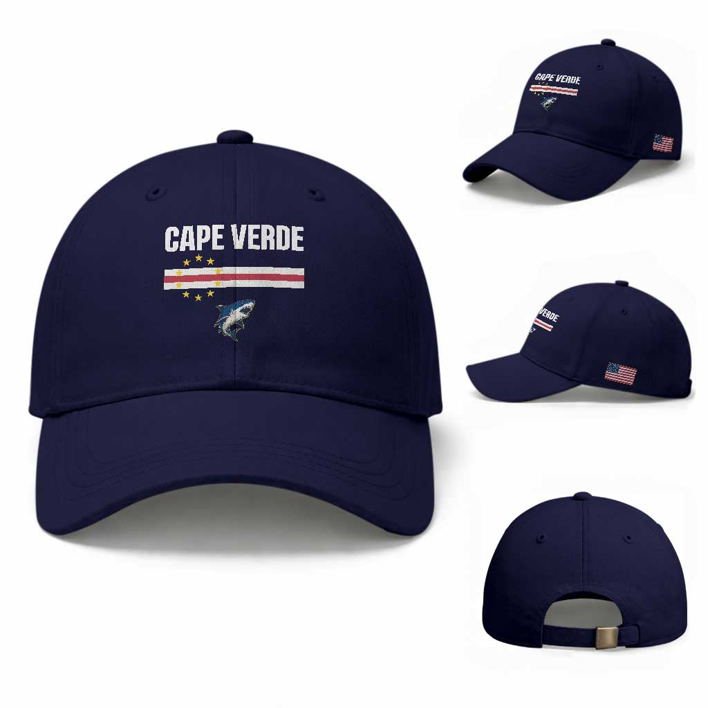 Cape Verde Flag Blue Shark Heritage Baseball Cap Cabo Verde Verdean Pride Soccer Football Fans
