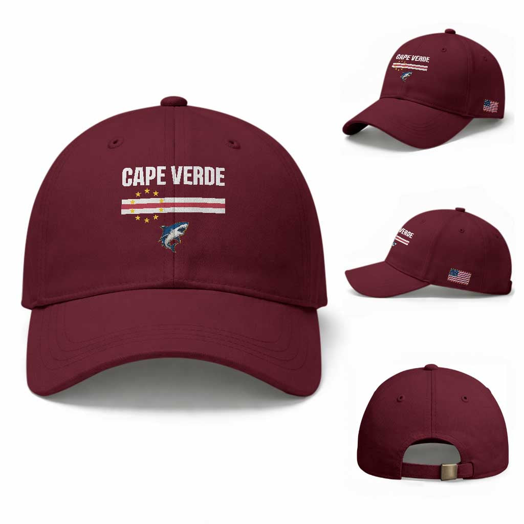 Cape Verde Flag Blue Shark Heritage Baseball Cap Cabo Verde Verdean Pride Soccer Football Fans