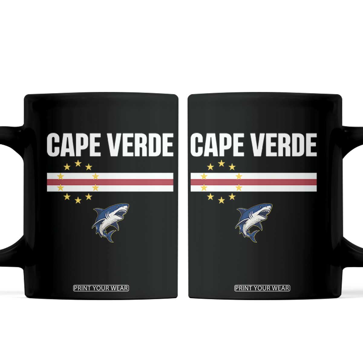 Cape Verde Flag Blue Shark Heritage Coffee Mug Cabo Verde Verdean Pride Soccer Football Fans TS02 Black Print Your Wear