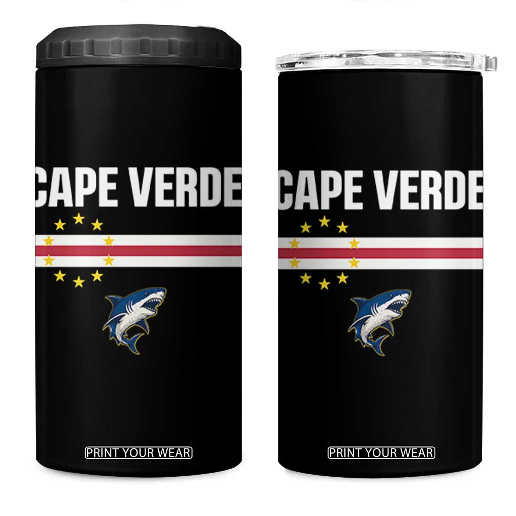 Cape Verde Flag Blue Shark Heritage 4 in 1 Can Cooler Tumbler Cabo Verde Verdean Pride Soccer Football Fans TS02 One Size: 16 oz Black Print Your Wear