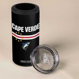 Cape Verde Flag Blue Shark Heritage 4 in 1 Can Cooler Tumbler Cabo Verde Verdean Pride Soccer Football Fans TS02 Print Your Wear