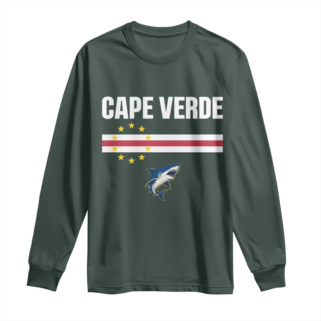 Cape Verde Flag Blue Shark Heritage Long Sleeve Shirt Cabo Verde Verdean Pride Soccer Football Fans