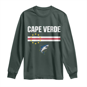 Cape Verde Flag Blue Shark Heritage Long Sleeve Shirt Cabo Verde Verdean Pride Soccer Football Fans