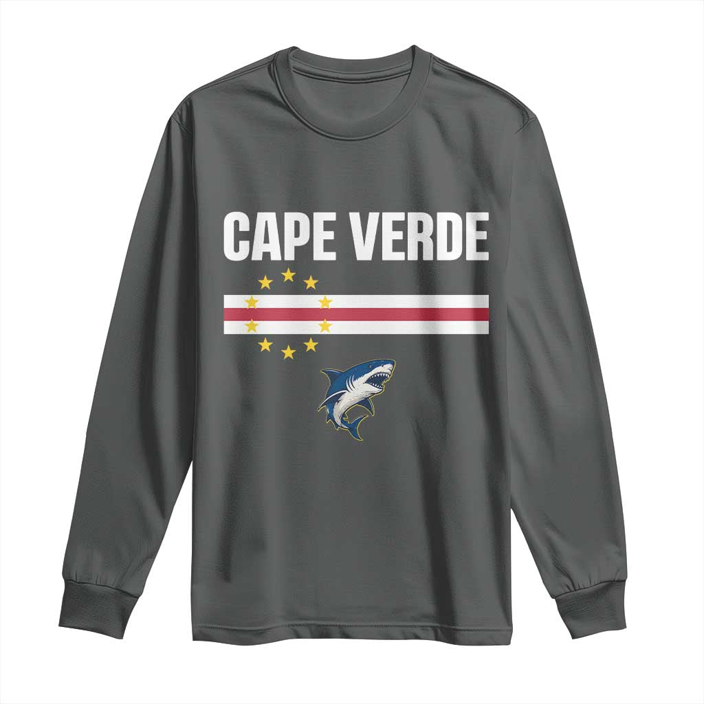 Cape Verde Flag Blue Shark Heritage Long Sleeve Shirt Cabo Verde Verdean Pride Soccer Football Fans