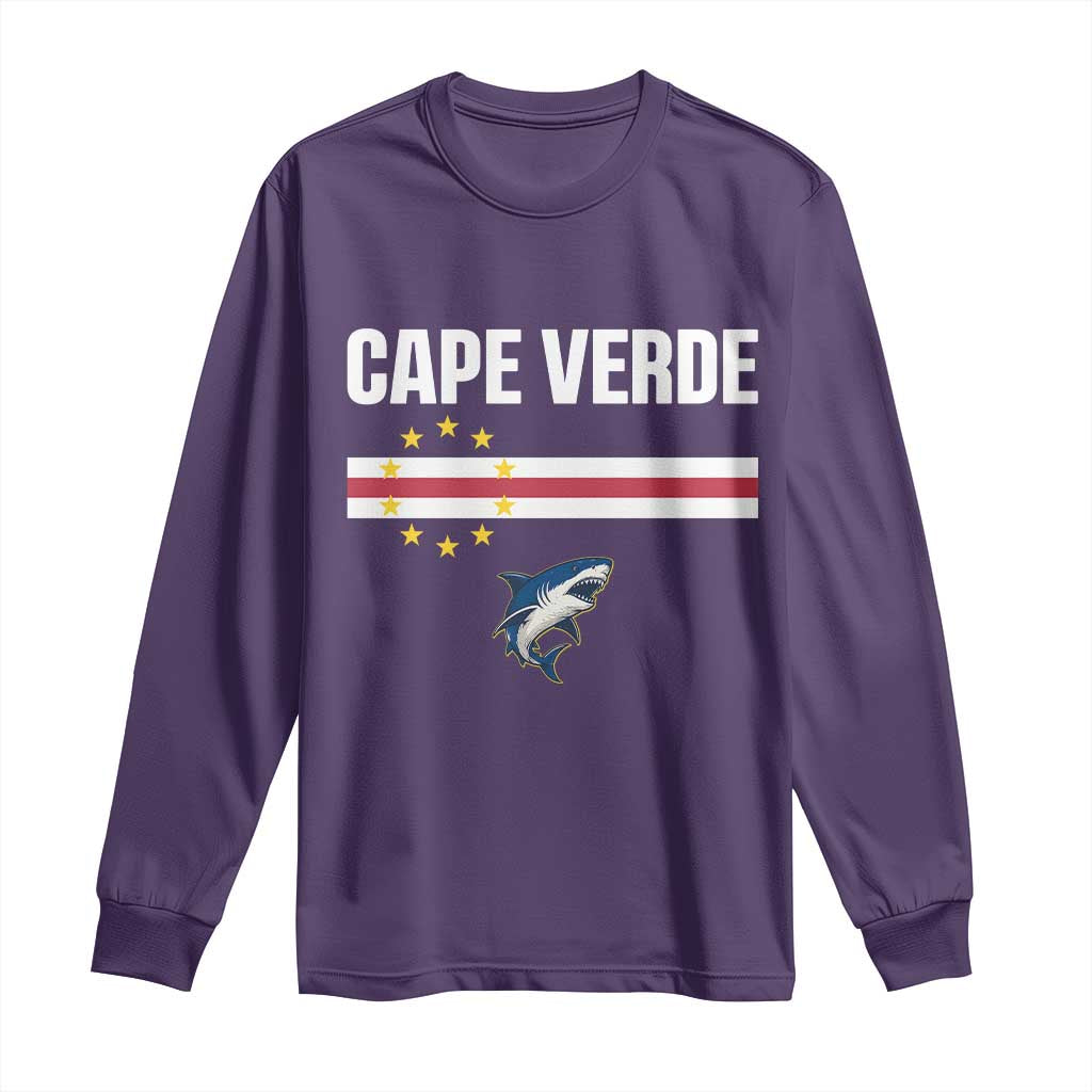 Cape Verde Flag Blue Shark Heritage Long Sleeve Shirt Cabo Verde Verdean Pride Soccer Football Fans