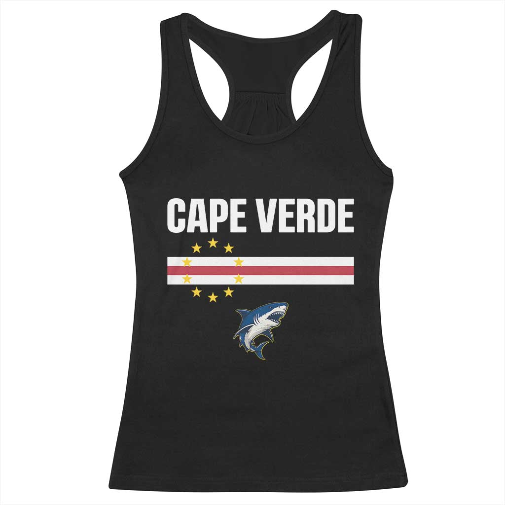 Cape Verde Flag Blue Shark Heritage Racerback Tank Top Cabo Verde Verdean Pride Soccer Football Fans