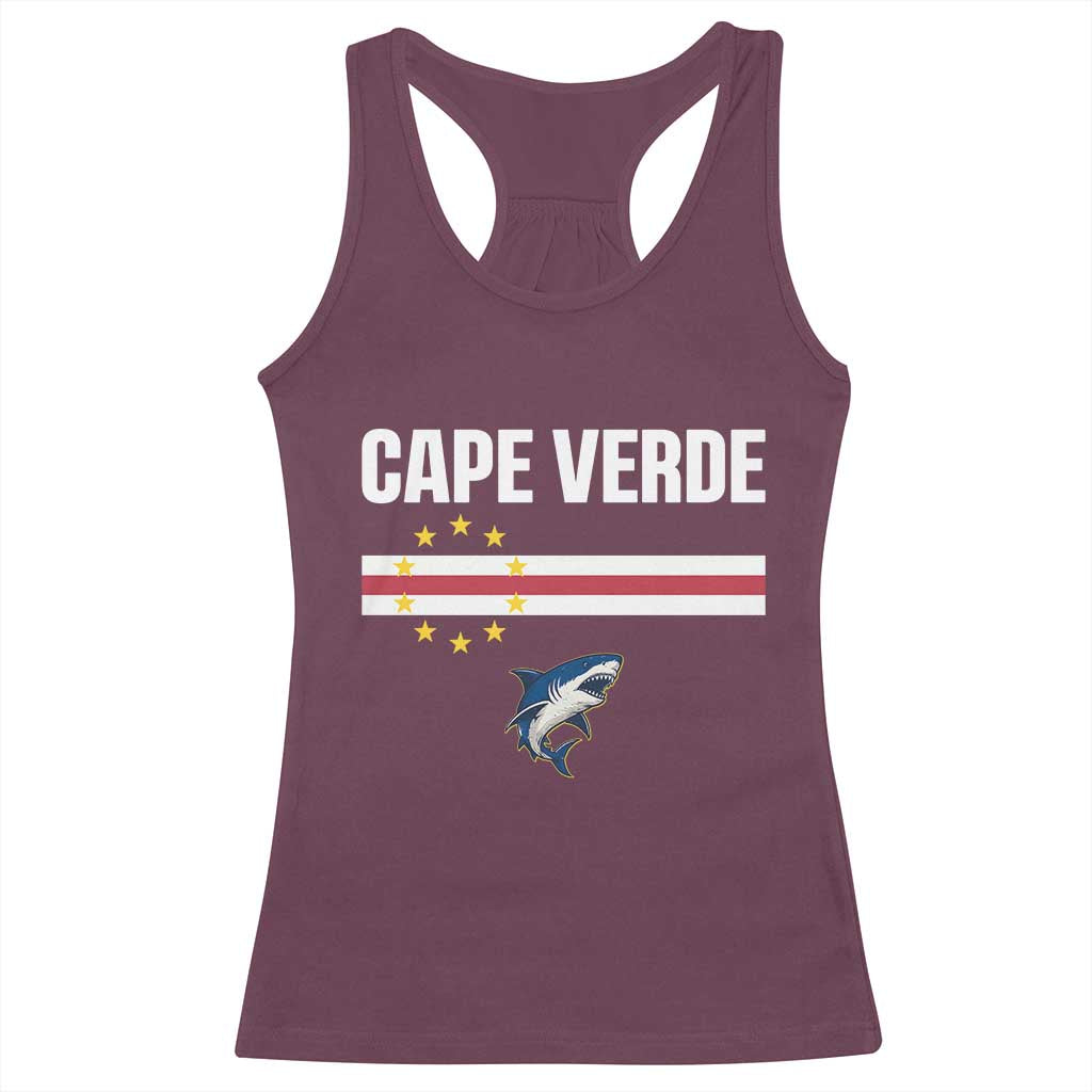 Cape Verde Flag Blue Shark Heritage Racerback Tank Top Cabo Verde Verdean Pride Soccer Football Fans