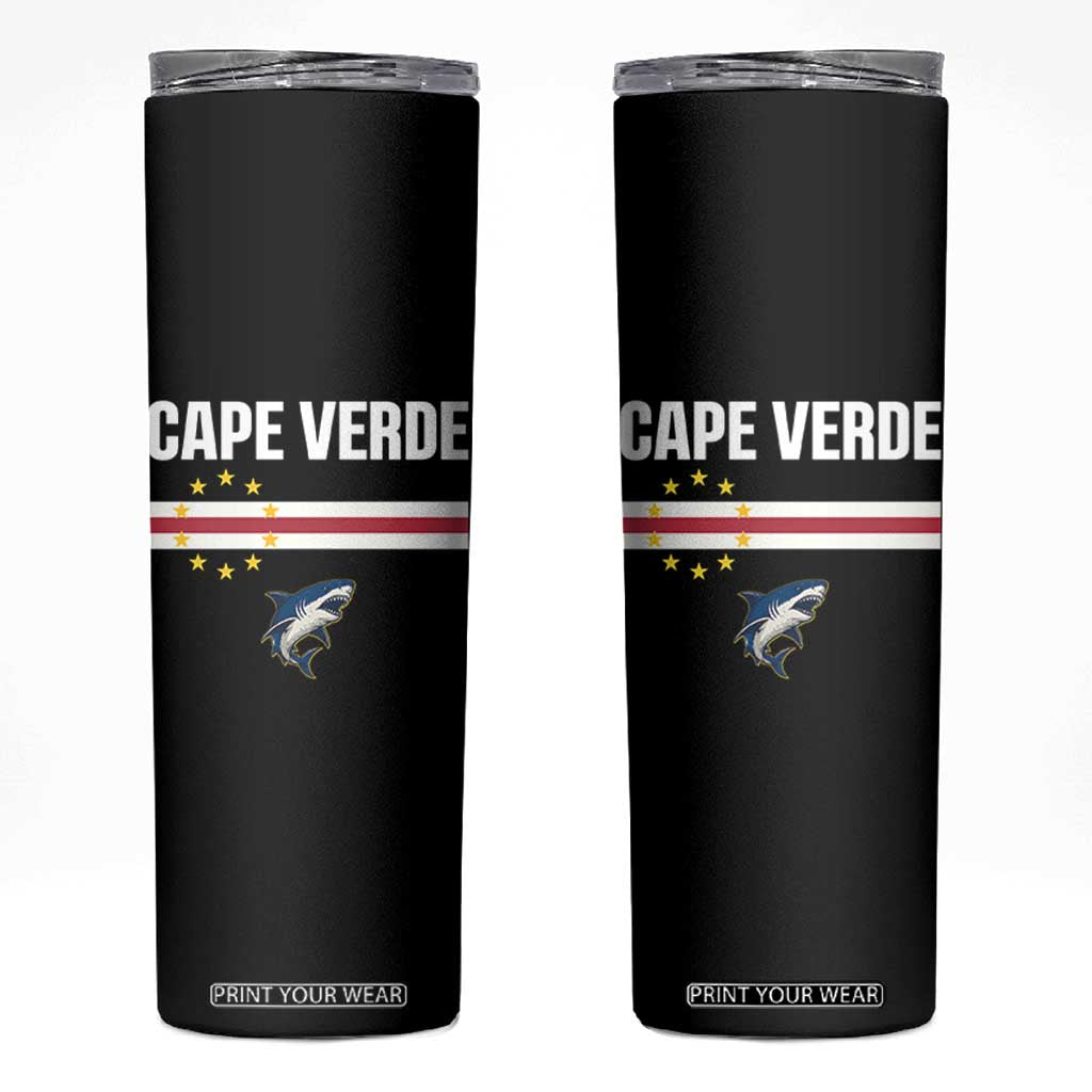 Cape Verde Flag Blue Shark Heritage Skinny Tumbler Cabo Verde Verdean Pride Soccer Football Fans TS02 Black Print Your Wear